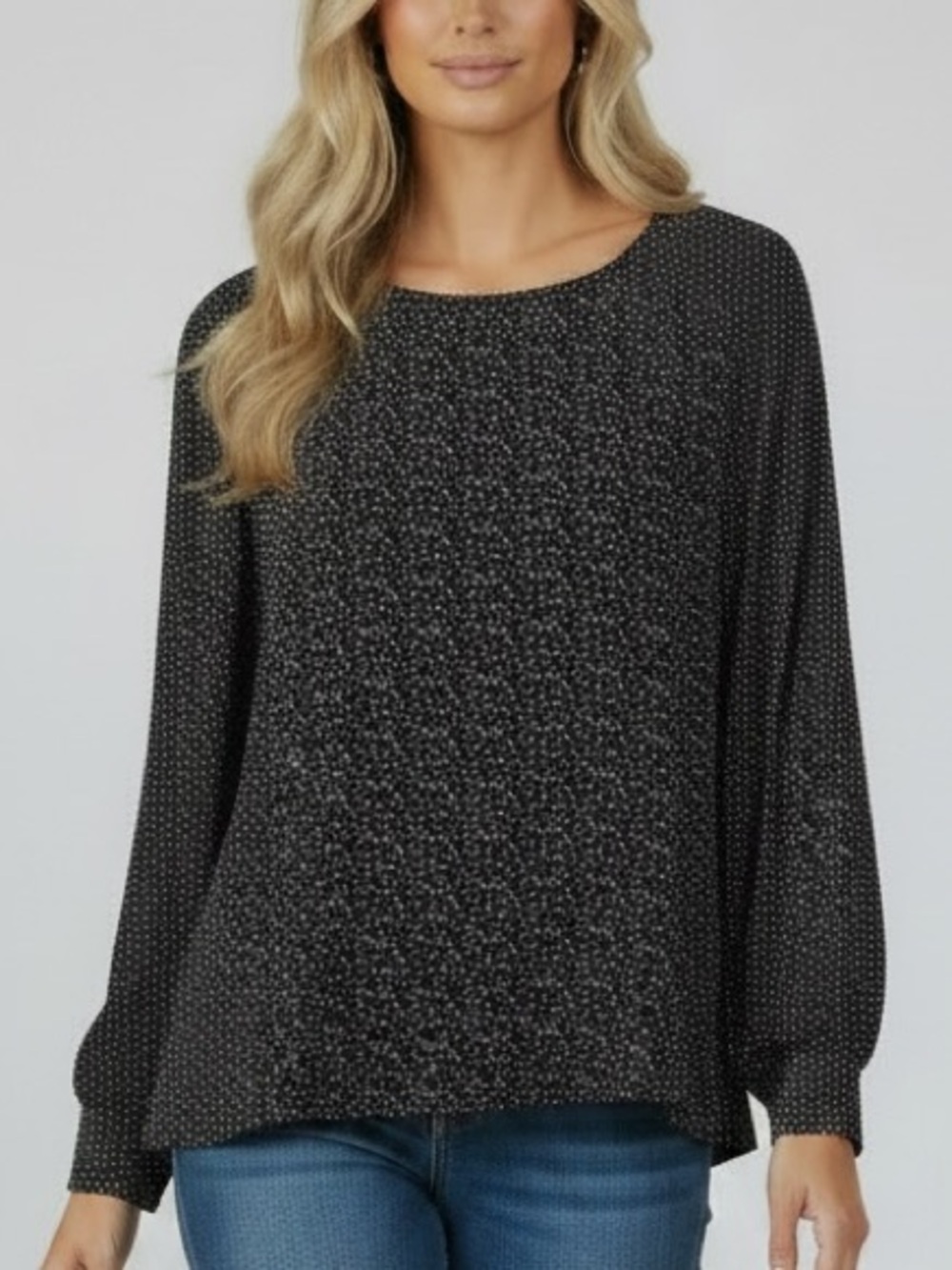 NWT ADRIANNA PAPELL Black & White Print Pleated Trapeze Top Size Medium